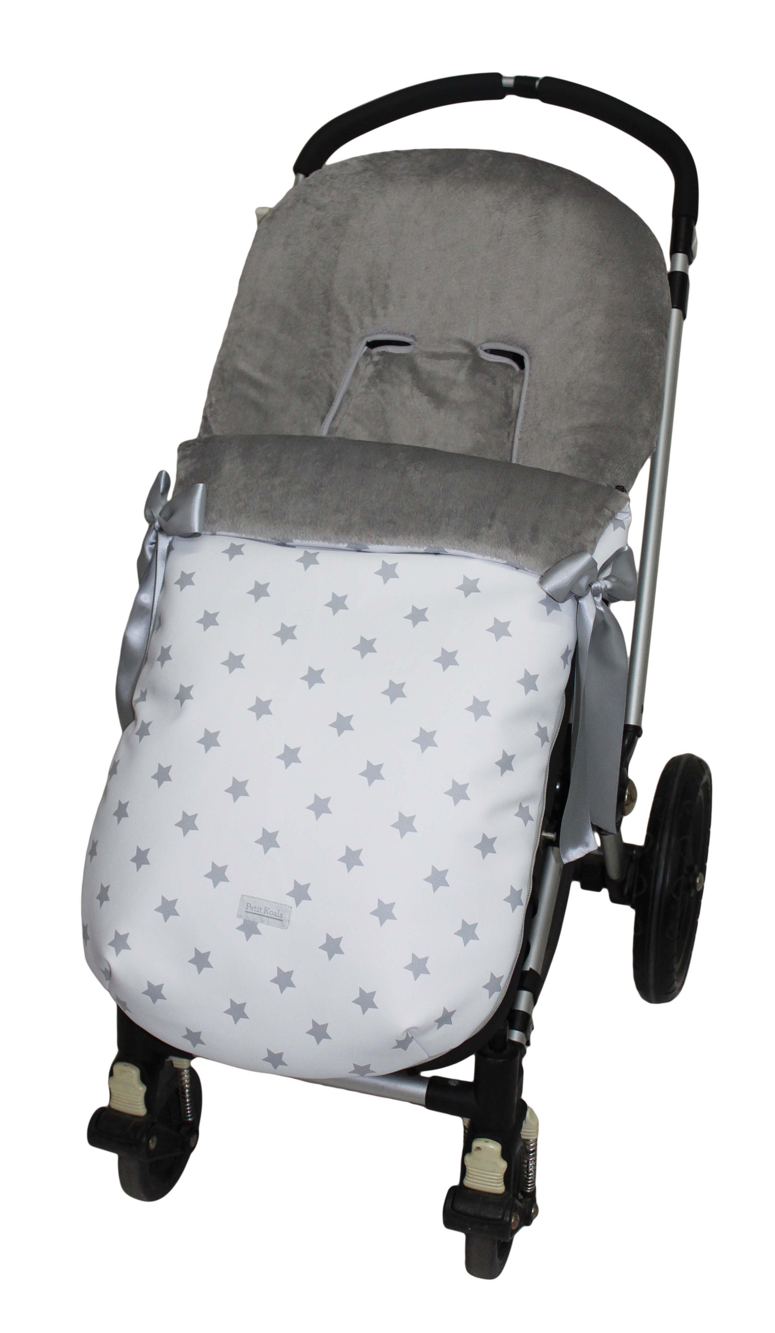 Saco carrito bebé invierno con polipiel y pelo Leather gris, beige