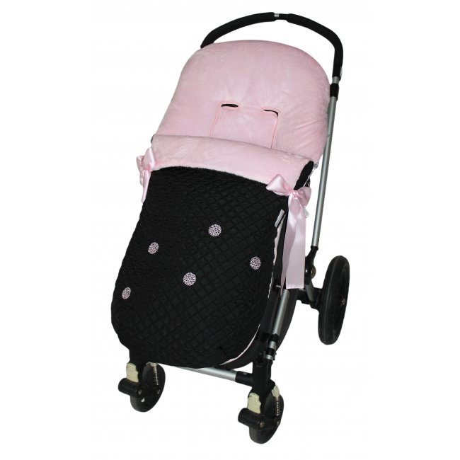 Saco universal invierno copo negro bord. rosa pelo rosa [saco-universal- invierno-copo-neg] - 110,00€ : Sacos silla paseo, Fundas para silla bebe